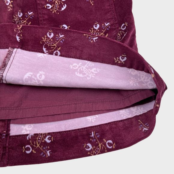 Free People Floral Print Velvet Button Up Mini Skirt in Burgundy Womens Size W 0 - Picture 7 of 9